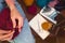 Woman is knitting, female hands close-up