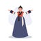 Woman in Korean Traditional Dress Hanbok Proudly Presenting Cultural Elegance
