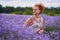 Woman lavender farmer in the field