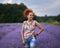 Woman lavender farmer in the field