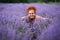 Woman lavender farmer in the field