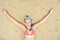 Woman lay with mask for snorkling at the seaside