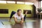 A woman leading a healthy lifestyle, doing yoga in the studio