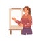 Woman leading presentation showing whiteboard