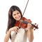 Woman learning to play violin