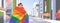 woman with lgbt rainbow flag walking on city street gay lesbian love parade pride festival transgender love concept