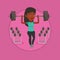 Woman lifting barbell vector illustration.