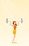 Woman lifting barbell vector illustration.