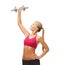 Woman lifting steel dumbbell