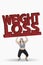 Woman lifting weight loss word