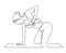 Woman lifting weights continuous one line drawing. Female bodybuilder vector hand drawn