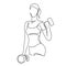 Woman lifting weights continuous one line drawing. Female bodybuilder vector hand drawn