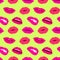 Woman lips bright vector seamless pattern