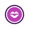 Woman lips icon, purple circle shape logo, vector illustration design