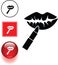 Woman lips and lipstick symbol sign and button