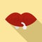 Woman lips piercing icon, flat style