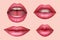 Woman lips. Realistic smile mouth juicy kiss beauty salon symbols white teeth vector set