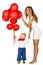 Woman and little boy with red balloons