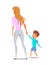 Woman with little child flat vector illustration