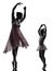 Woman and little girl ballerina ballet dancer dancing silhouett