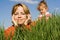 Woman and little girl outdoors