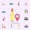 Woman, location cartoon icon. Universal set of travel for website design and development, app development