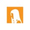 Woman logo with orange design. Meaningful. Vector eps.10