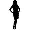 woman with long legs in a dress on high heeled hands on hips