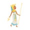 Woman in a long white egyptian dress. Vector illustration on a white background.