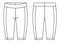 woman lounge or yoga short with high waist technical drawing