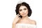 Woman, lux crown, queen princess white background Luxury girl Sh