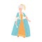 Woman in luxury historical costume of 18th century. Aristocratic Baroque and Rococo fashion cartoon vector illustration