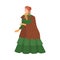 Woman in luxury historical costume of 19th century. Victorian fashion cartoon vector illustration