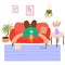 Woman lying at home on the on sofa.The concept of procrastination and apathy. Lazy people.Depressed.Flat illustration