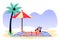 Woman lying on sand and reading book. Young girl in red bikini on beach. Vector flat cartoon character illustration