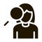 Woman And Magnifier Icon Illustration