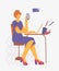 Woman making a career, working in the office or at home, vector illustration