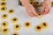 Woman making hamentaschen cookies for Purim. Jewish holiday concept