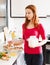 Woman making omelet with flour