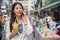 Woman making the phone call in street