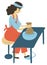 Woman Making Pots, Hobby of Person Pottery Vector