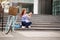 Woman making selfie with cell phone