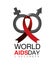 Woman and man aids prevention and ribbon
