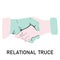 Woman and man handshake for relational truce