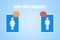 Woman and Man icon of toilet signs standing and keeping distance to reduce inflection risk and protect corona virus disease.