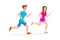 Woman and man sport running or jogging couple vector isolated character outdoor activities young active pastime nurturing spirit