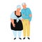 Woman man together, happy near, mature people, holding elderly, Isolated on white, design, flat style vector