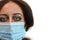 Woman with mask Covid-19 coronavirus European girl