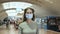 Woman masks walking station metro corona virus. Crowd people in subway covid-19.