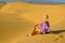 woman in Maspalomas Dunes of Gran Canaria